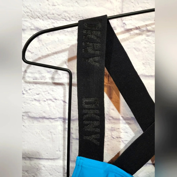 DKNY Women's Logo Cross Back One-Piece Turquoise Swimsuit Size XL NEW - Picture 4 of 9